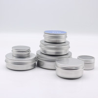 5ml 10ml 15ml 20ml 30ml 50ml 60ml 80ml 100ml Boîte en métal Conteneur plat en aluminium Pot en étain avec couvercle à vis