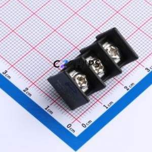 MX25C-7.62-03P-BK01-Cu-S-A Barrier Terminal Block Through hole,P=7.62mm Connector Two Sides 7.62mm 1x3P Straight Pin - Product Image 1