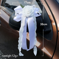 Rétroviseur de voiture Fleur ornementale Poignée de porte Arc Artificiel Chaise Arrière Mariage Décoration de voiture Fleur