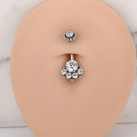 Vente en gros de bijoux de piercing abdominal en zircon de haute qualité, personnalisables, anneau de nombril en acier inoxydable à filetage interne