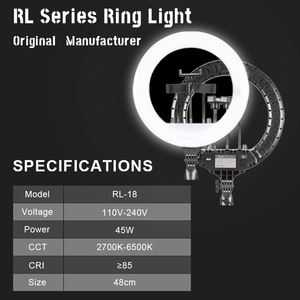 Anneau lumineux photographique Tik Tok de 14, 18, 21 pouces, fabricant Rl 18 pouces Rl18 Rl21, grand anneau lumineux LED pour le maquillage avec trépied - Product Image 3