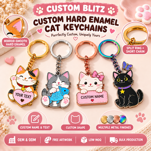Porte-clés personnalisés mignons en forme de chat, avec nom gravé, en alliage de zinc, style dessin animé, cadeau souvenir - Product Image 4