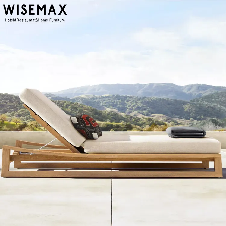 WISEMAX MÖBEL Hotel Gartenmöbel Sonnen liege Massiv teakholz Sonnen liege verstellbare Kopfstütze liegendes Bett für Außen terrasse