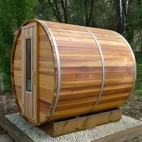 Sauna Tong Kayu Solid Hemlock/Red Cedar 6KW Listrik untuk 4-6 Orang dengan Kaca Panoramic Desain Tradisional untuk Taman Villa