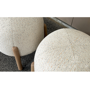 Fashion Designed Multi Scene Use of Foshan Low <b>Stools</b> & Ottomans White Fabric Round <b>Stool</b> With Wood Leg Fabric <b>Stool</b> - Product Image 3