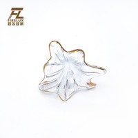 Lustre personnalisé FireLux pour grands projets, décoration de hall d'hôtel, villa, lustre en verre transparent à bord doré, accessoires de lustre en forme de fleur