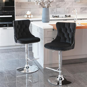 DB Furniture Tabourets de bar modernes à base chromée pivotants en velours avec hauteur d'assise réglable 25-33 pouces pour ferme - Product Image 1