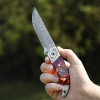 Vente chaude Damas Lame Couteau De Cuisine Manche En Bois Couteau De Survie avec Gaine Extérieure pour La Chasse Et La Cuisine