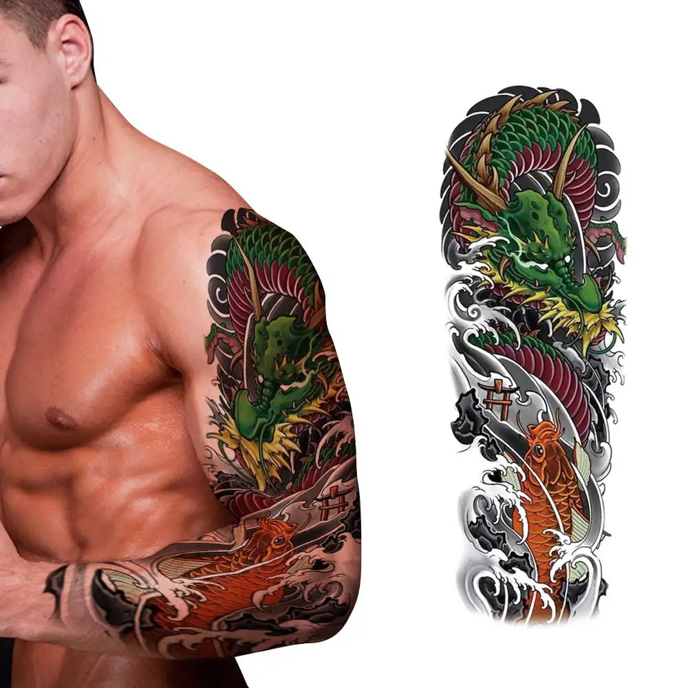 Aanpassen Hete Full Arm Tijdelijke Tattoo Body Mouw Militaire Krijger Tatoeages Voor Volwassenen Tattoo Sticker Art Paper 500Pcs