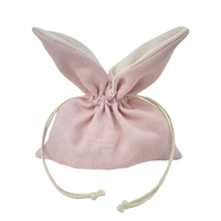 Sac fourre-tout en lin avec cordon de serrage, motif lapin de Pâques