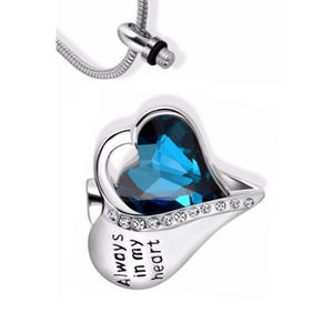Кулон-медальон из нержавеющей стали с серебряным покрытием в форме сердца для праха, с камнем-талисманом, памятный, для кремации - Product Image 5