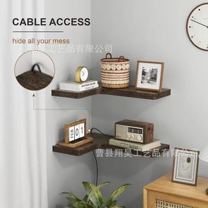 Wooden Corner <b>Wall</b> <b>Shelf</b> For Kitchen Condiments And Books <b>Floating</b> Design Multi Purpose Storage Rack - Product Image 3