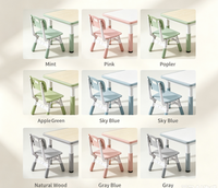 Ensemble chaise et bureau d'apprentissage pour enfants, table d'étude multicolore en imitation bois avec pieds antidérapants, mobilier pour enfants sûr et non toxique