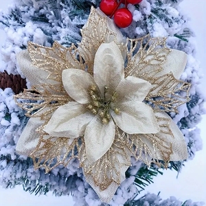 Guirlande de fleurs artificielles multicolores scintillantes de 15 cm, <span class=keywords><strong>trois</strong></span> couches, faite à la main, décorations pour arbre de Noël, décorations de Noël - Product Image 5