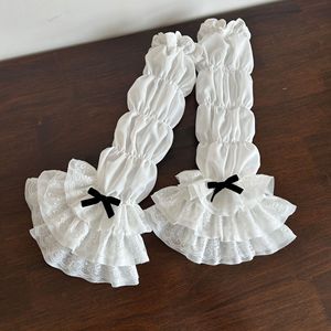 Guanti da <span class=keywords><strong>braccio</strong></span> trasparenti in pizzo multistrato con bordo arruffato elegante in pizzo con decorazione a bracciolo gotico - Product Image 1