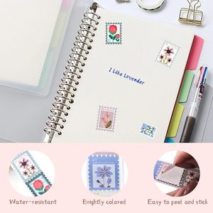 Rouleau d'autocollants tampon, autocollants floraux, autocollants pour enveloppes, tampons autocollants pour journalisation, décoration de loisirs créatifs (multi-usages) - Product Image 4