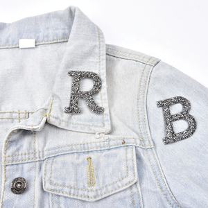 Parches de transferencia de diamantes de imitación para ropa y sombreros, adornos de cristal de fijación en caliente, negro, alfabeto, 3D - Product Image 6