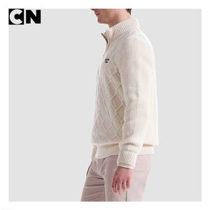 Fabricant de tricots certifié GRS, logo personnalisé, pull en laine et coton pour homme, luxe et haute qualité, fermeture éclair sur le devant - Product Image 3