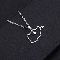 Collier pendentif carte du drapeau afghan en chaîne à maillons en acier inoxydable, style ethnique, personnalisable, accessoires de couleur assortis pour couple