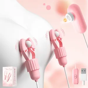 Juguete sexual vibrador para mujer con abrazadera para pezones, masaje de senos, labios, clítoris, Clip, estimulación, masajeador vibrador para lamer la lengua - Product Image 1