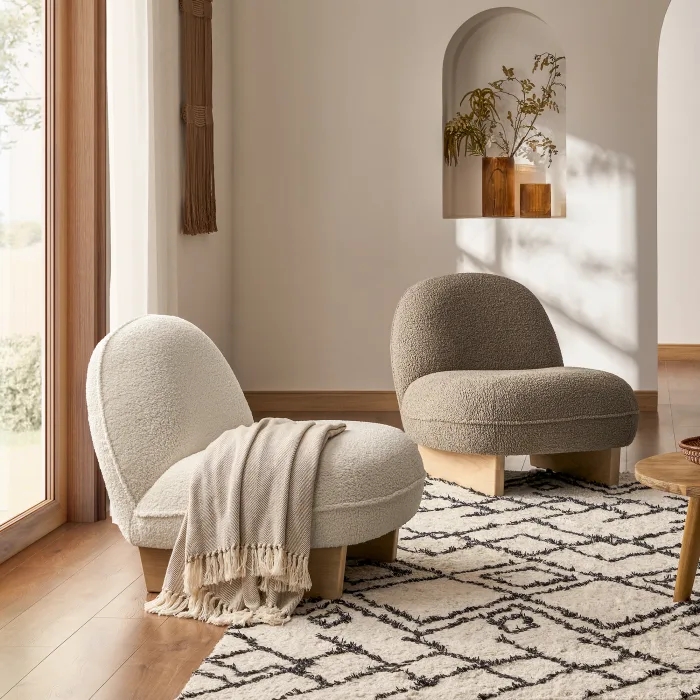 Nordic Living Room Chair Wool Fabric Luxury Single Seater Sofa Accent Lounge Chairs Lazy Armchair
