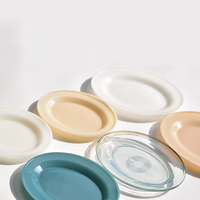 Großhandel türkische farbige Opal Abendessen Jade transparente Hochzeit ovale Glasplatten für Restaurant Trocken frucht Tablett