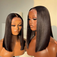 Perruque Lace Front Transparente Longue et Droite Sans Colle, Double Tissage, 100% Cheveux Humains Vierges HD Complète pour Perruques