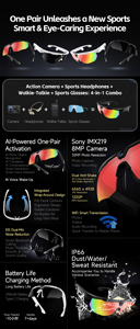 Gafas Inteligentes con IA W640, Gafas de Seguridad para Exteriores, Llamadas, Música, Video, Fotografía, Grabación, Traducción y Reconocimiento de Imágenes - Product Image 5