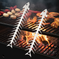 Fourchettes et brochettes de barbecue d'extérieur en acier inoxydable WELAND Creative Design pour poisson, fruits de mer, viande - Lavables au lave-vaisselle