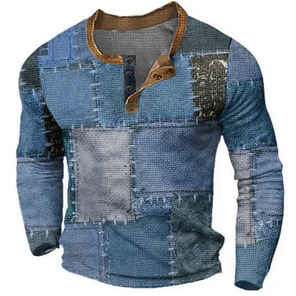 Camicia Henley Vintage <span class=keywords><strong>da</strong></span> Uomo a Maniche Lunghe con Grafica 'Built 60 Years <span class=keywords><strong>Ago</strong></span>' e Bottoni, Stile Casual Retrò - Product Image 3