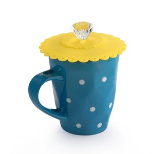 Tapas de copa de silicona con flores, cubierta transparente de PVC con diamantes de imitación, suministros de decoración de vasos de escritorio, 11/12, 9cm, novedad - Product Image 2