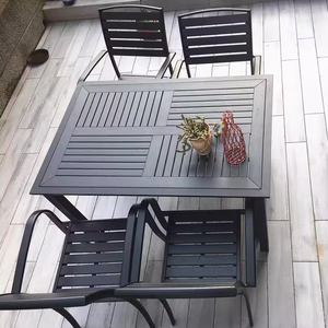 Conjunto de jardín al aire libre moderno superventas, muebles de Metal al por mayor de fábrica, mesas de madera impermeables plegables, sillas para restaurante - Product Image 2