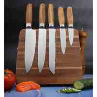 Ensemble de couteaux de cuisine en acier inoxydable Tc 5 pièces, couteaux de chef de 8 pouces, couteau à viande de 8 pouces, couteau à pain de 8 pouces, couteau utilitaire de 5 pouces