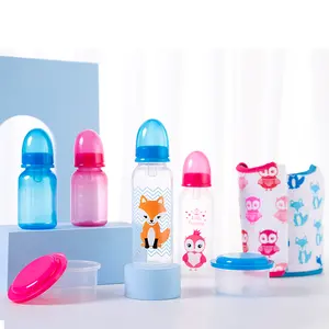 Squeeze Feeder Food Baby Bottle New Silicone Pink Silicon PP Feeding Baby Bottle Set Standard BPA Free PP Box Blue Pink 3000pcs