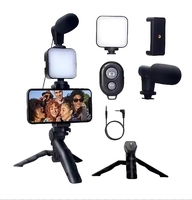 Haute qualité RVB Rechargeable LED lumière de remplissage support de téléphone portable Vlog enregistrement photographie diffusion en direct Selfie Stick Kit pli