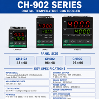 AISET CH402/902 Pengontrol Suhu Digital Cerdas PID Termostat Fungsi Alarm Pemanas/Pendingin Dua Kanal IP65