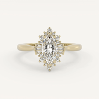 Bague de fiançailles en or massif 10K 14K 18K avec diamant de laboratoire taille marquise 1 carat, halo floral et pierres latérales, certifiée IGI CVD/HPHT