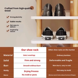Étagère à chaussures en bois massif moderne pour l'entrée de la maison Espaces étroits Meubles de rangement peu encombrants Capacité de 10 paires - Product Image 5