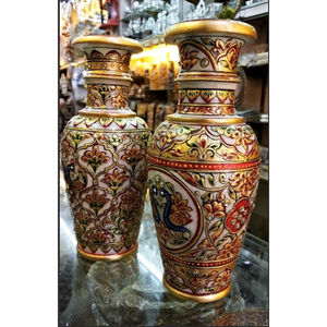 Vase décoratif en marbre artisanal Meenakari, design Art Déco, écologique, cadeau de mariage, Diwali, retraite, léger - Product Image 3