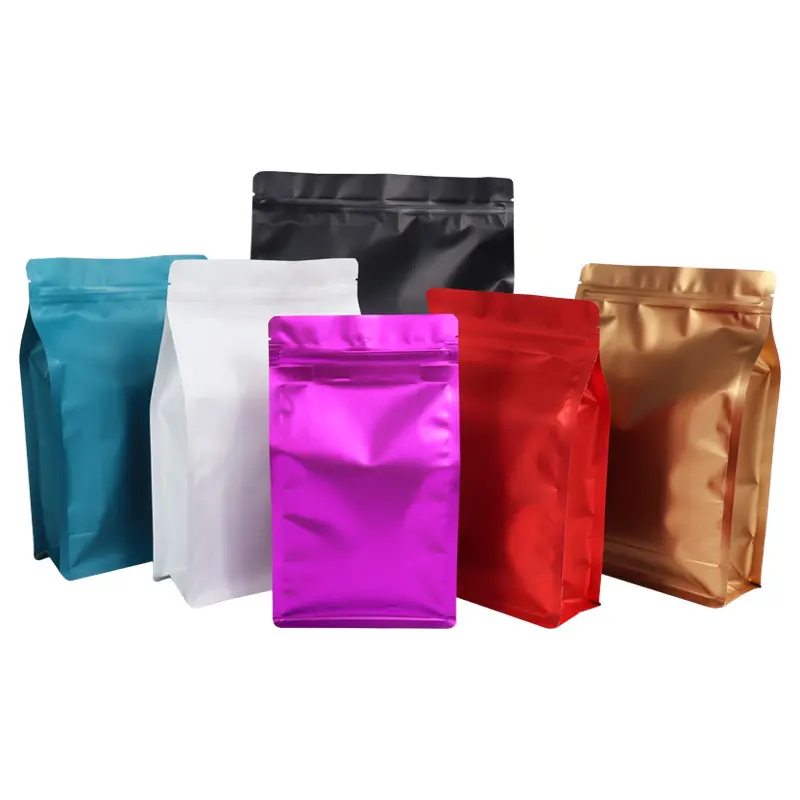 1kg Flat Bottom Zipper Packaging Mylar Pouch Aluminum Plated Resealable Eco Friendly Eight Side Sealing Bags For Coffee Packing