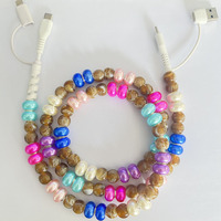 Câble de charge coloré 4 en 1 avec perles, cordon de charge multi-USB, connecteur multi-type C, câble de téléphone
