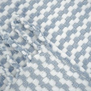 Manta, manta ligera a rayas para sofá/cama/sofá Ultra suave, felpa, acogedora y cálida para el invierno, azul y blanco - Product Image 3