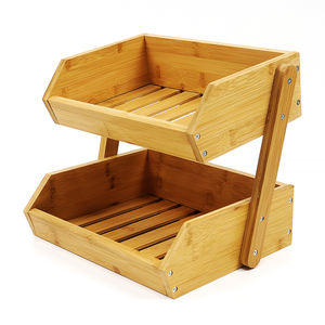 Estante de almacenamiento de bambú para cocina, cesta de madera para frutas, soporte de <span class=keywords><strong>2</strong></span> niveles para pan y verduras - Product Image 1