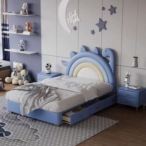 Dinosaur Kids <b>Bed</b> 1.2m Floating Single <b>Bed</b> with Guardrails & <b>Slide</b> for Boys Girls T-Rex Theme Baby Toddler <b>Bed</b> - Product Image 5