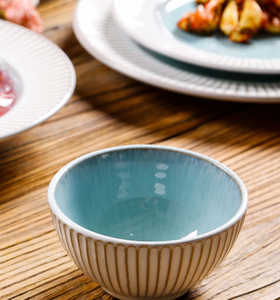 Service de table en céramique bleue personnalisable, style terre cuite, assiettes classiques européennes en relief, bols, assiettes, tasses - Product Image 4