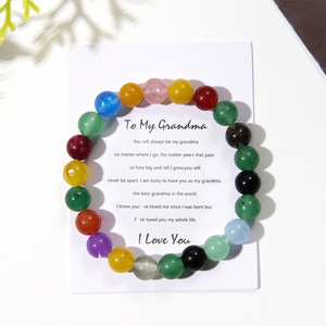 Colorful Natural Stone <b>Crystal</b> Beaded Elastic <b>Bracelet</b> With Card For Mom Gift Women's Jewelry - Product Image 2