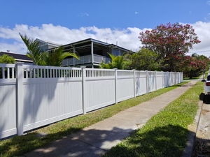 Clôture d'angle moderne en PVC de semi-intimité, couleurs personnalisées, poteaux de clôture de haute qualité pour la maison, le jardin, la cour basse et le contrôle des foules - Product Image 5