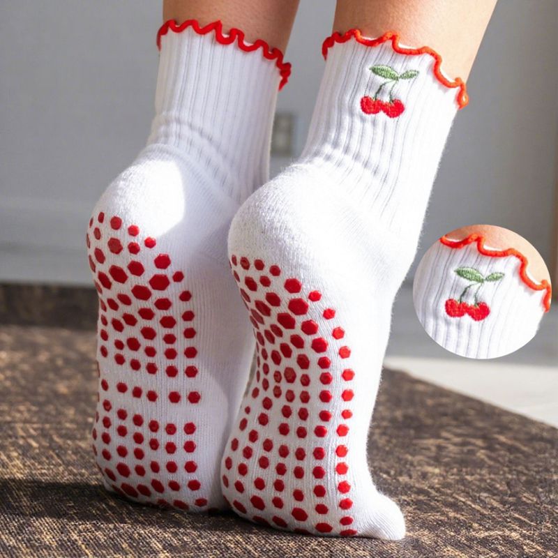 Non Slip Pilates Socks Frill Trim
