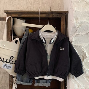 Vente en gros 2025 Automne Mode Lettre <span class=keywords><strong>Noir</strong></span> Enfants Veste Manteau pour Garçons - Product Image 6