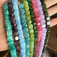 Perles de pierre teintes en gros 8*8 mm Perles de jaspe carrées Perles cubiques pour la fabrication de bijoux